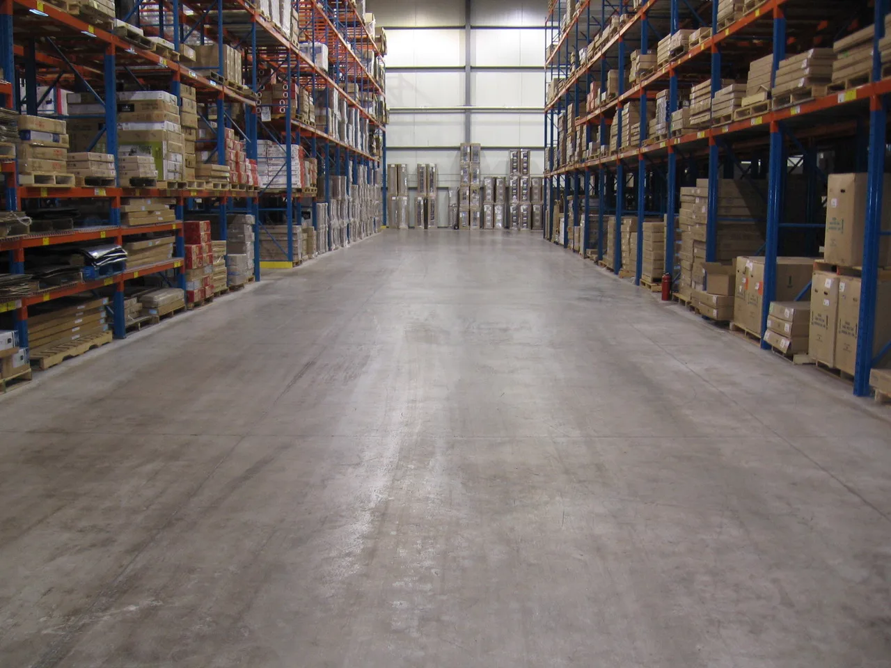 Treated concrete floor in a spacious commercial work area