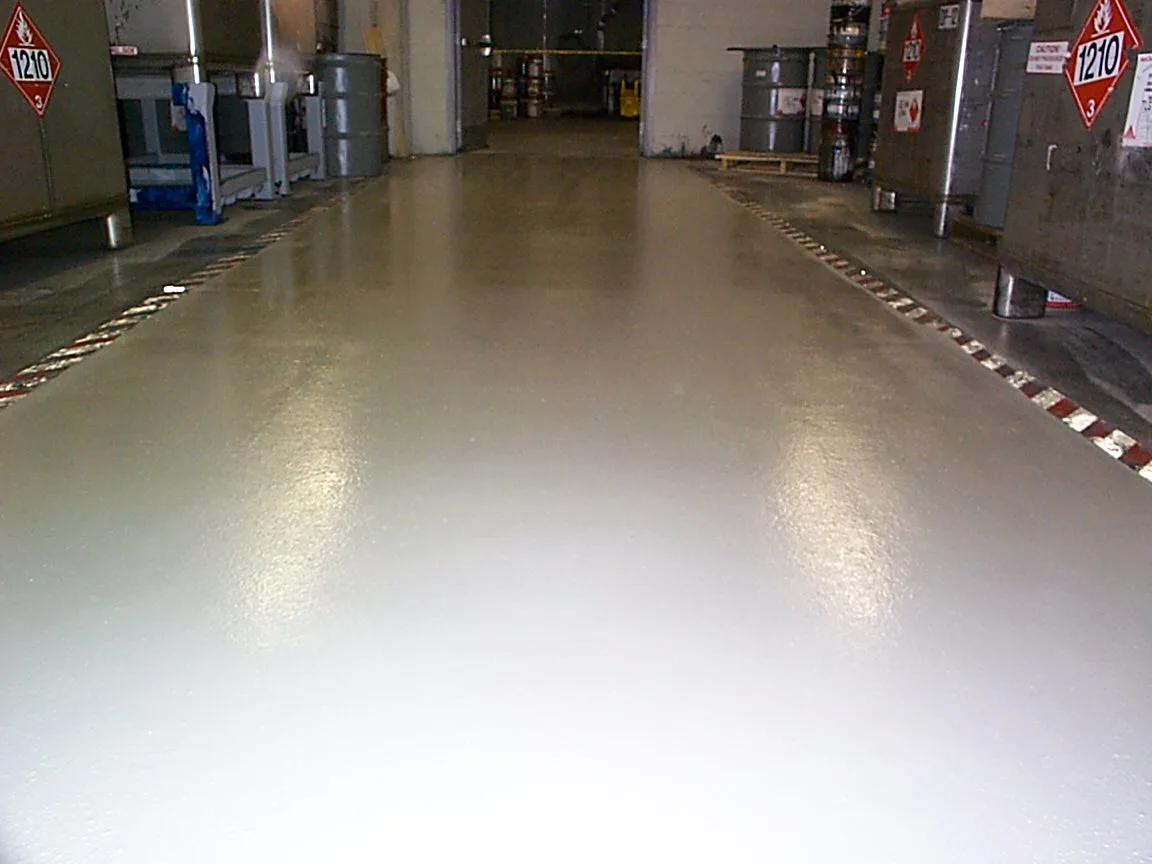 Completed grey epoxy floor in an industrial service area