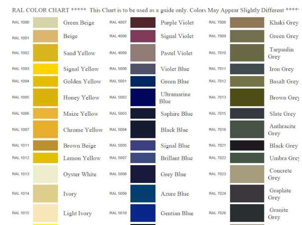RAL Color Chart